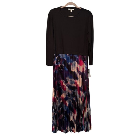 Robbie Bee Womens Black Top With Pleated Multicolor Skirt XL Blk/Multi Polyester - Picture 1 of 12